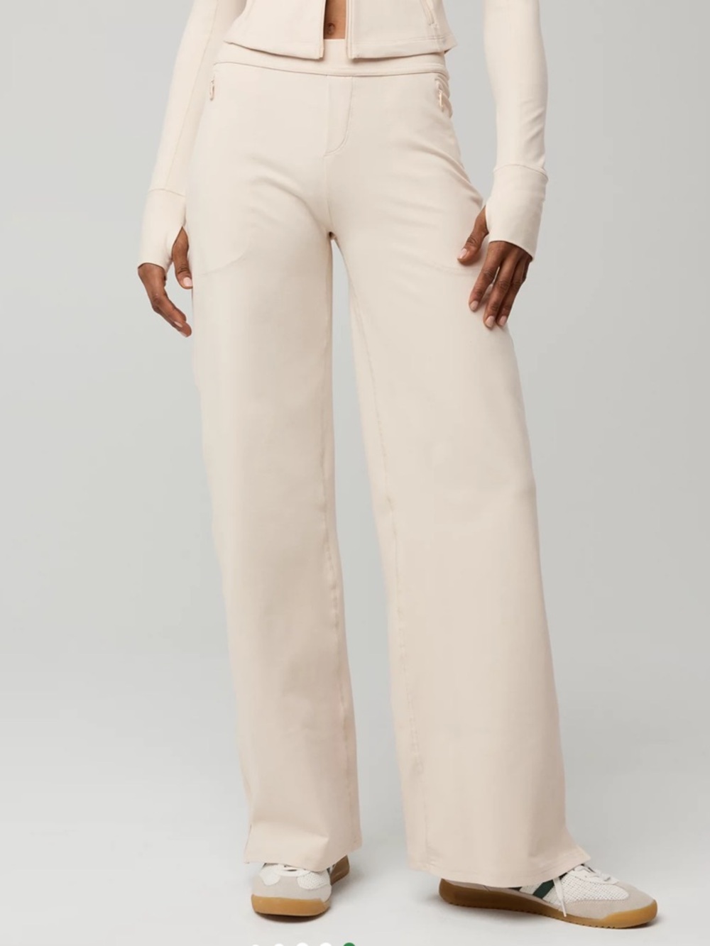 aerie Offline Wide-Leg The Hugger Trousers in Cream Woman M NWT
